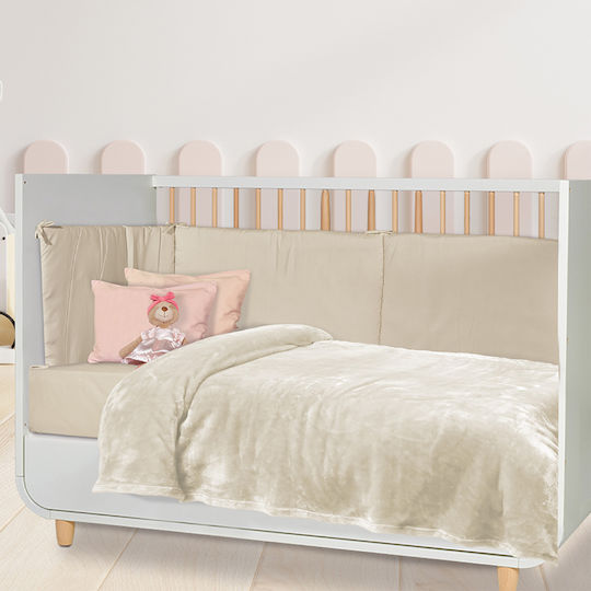 Das Home Κουβέρτα Κούνιας Βελουτέ Μπεζ 110x150εκ.
