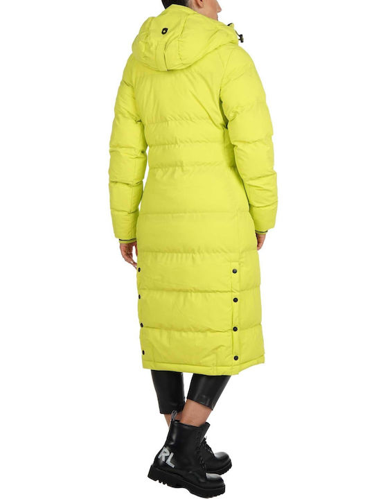 Wellensteyn Women's Long Puffer Jacket for Winter with Hood Yellow