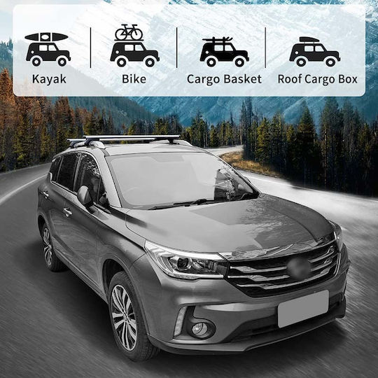 Auto Gs 120cm. for Cars with Factory Bars (with Roof Rack Legs and Lock) Silver