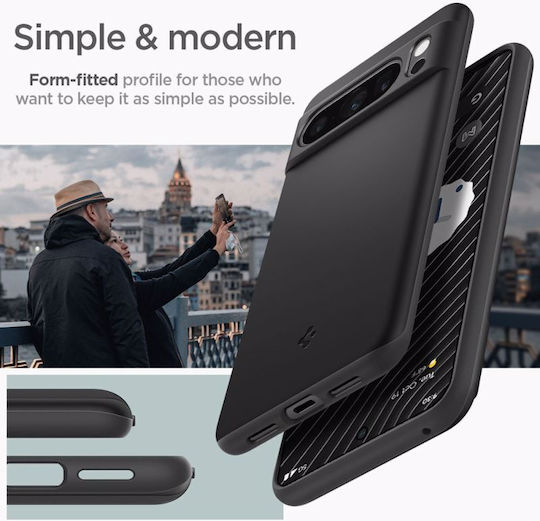 Spigen Thin Fit Задна корица Пластмаса 0.6мм Черен (Google Pixel 8 Pro)