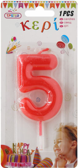 Tpster Birthday Candle Number "5" in Red Color 29932