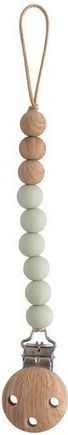Mushie Chain Pacifier Eva Sage with Beads made of Wood Green