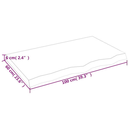 vidaXL Countertop without Sink L100xW60xH6cm Raw solid wood