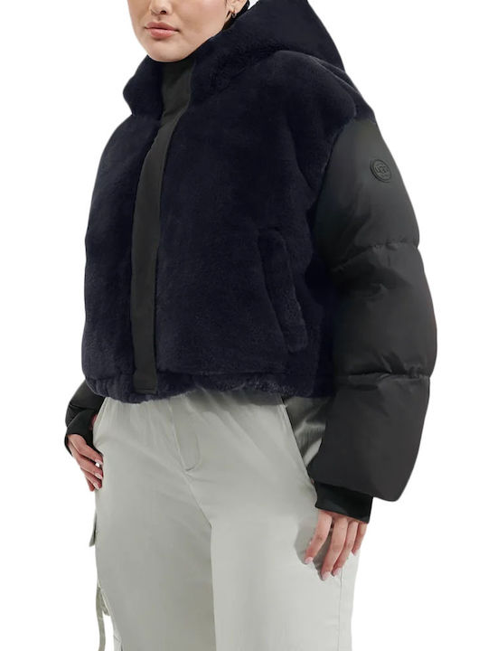 Keeley Faux Κοντό Γυναικείο Puffer Μπουφάν για Χειμώνα Black