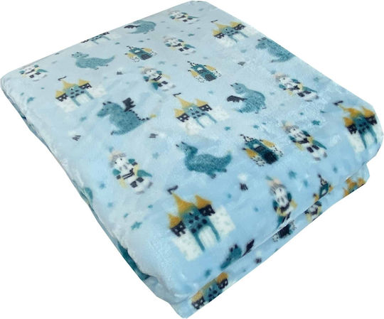Astron Italy Velvet Blanket Dragon Knight Blue 160x220cm