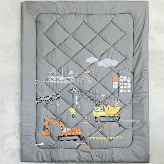 Nima Kids Duvet Single with Microfiber Filling Under Construction Gray 160x240cm