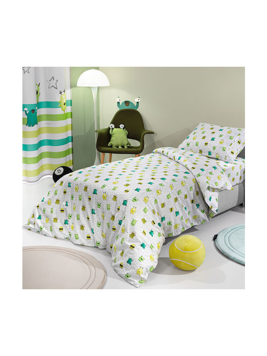 Saint Clair Set Kinderbettbezug Einzel mit Kissenbezug Baumwolle Blue 160x220cm