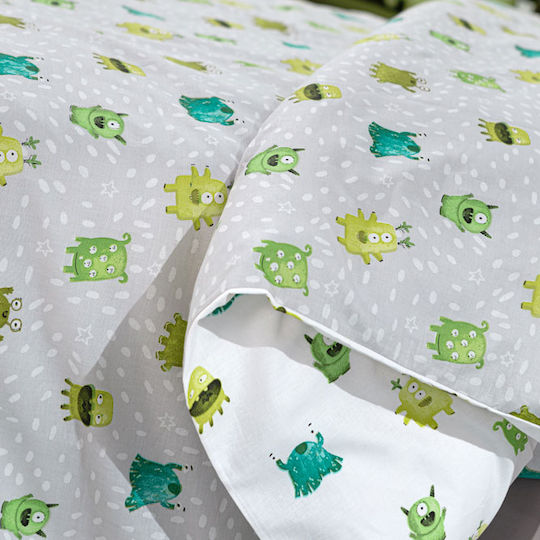 Saint Clair Set Kinderbettbezug Einzel mit Kissenbezug Baumwolle Blue 160x220cm