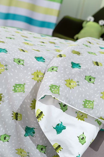 Saint Clair Set Kinderbettbezug Einzel mit Kissenbezug Baumwolle Blue 160x220cm