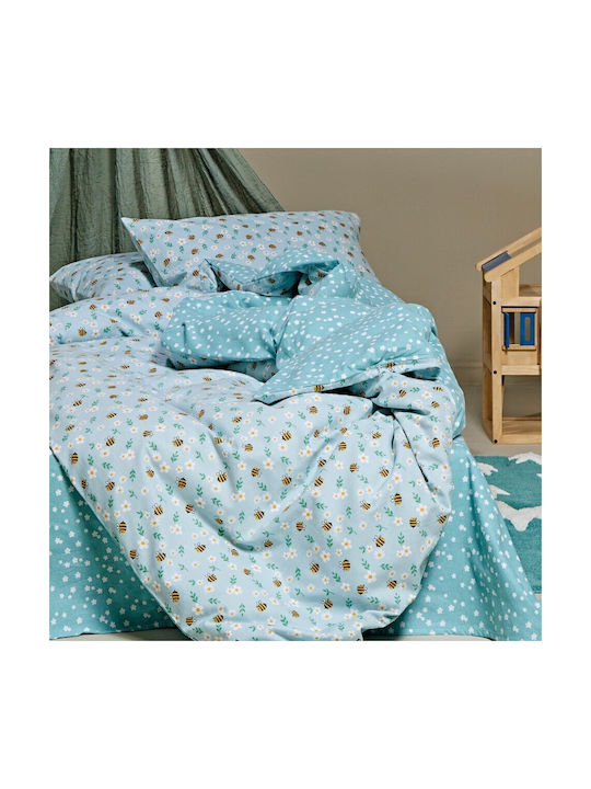 Kentia Set Kids Duvet Cover Single with Pillowcase Cotton Light Blue-Yellow 160x240cm