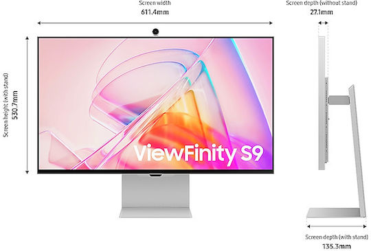 Samsung ViewFinity S9 S90PC IPS HDR Smart Monitor 27" 5120x2880 cu Timp De Răspuns 5ms GTG Argintiu