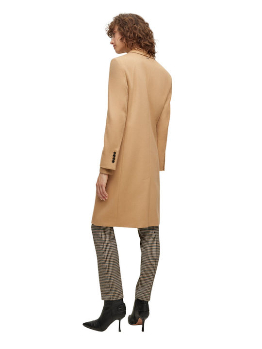 Hugo Boss Women's Midi Coat with Buttons Beige