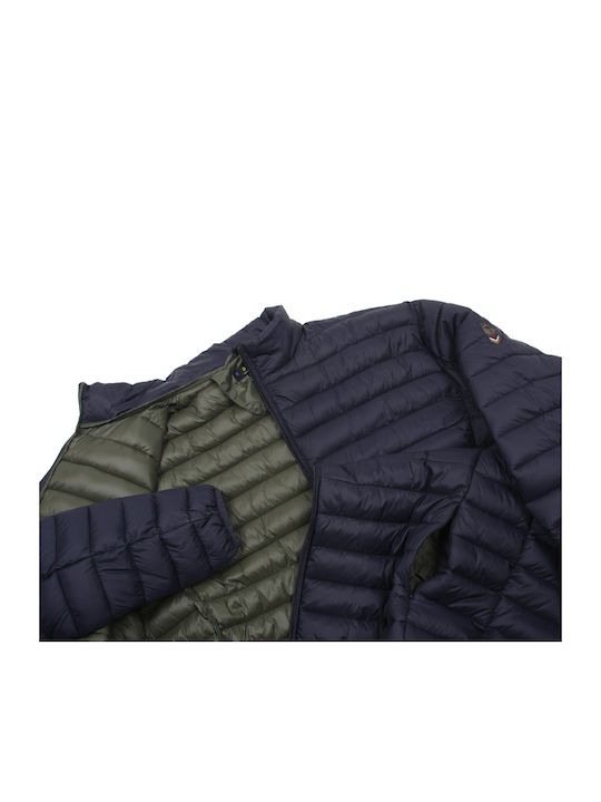 Easy Herren Winter Jacke Lässig Blau