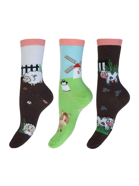 Kal-tsa Kids' Socks Knee-High Brown 3 Pairs