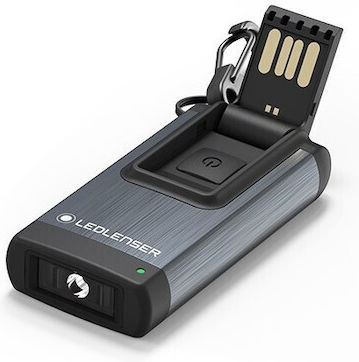 LedLenser Rechargeable Keychain Flashlight LED with Maximum Brightness 120lm Gray