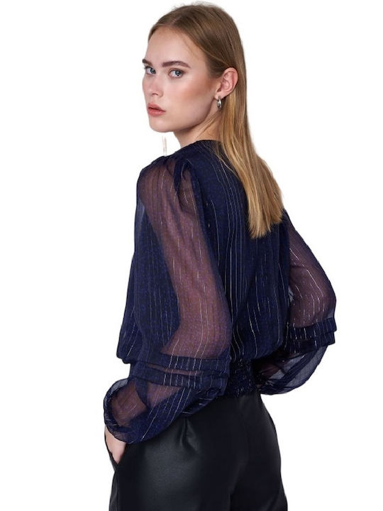 Ale - The Non Usual Casual Women's Blouse Long Sleeve Navy Blue