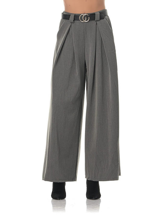 Sushi's Closet Women's Fabric Trousers with Elastic Gray