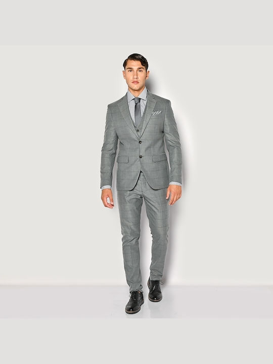 Sogo Men's Suit Slim Fit Gray