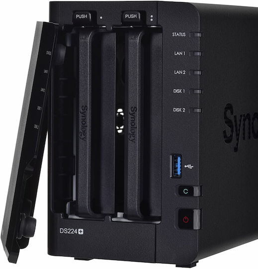 Synology DiskStation DS224+ NAS Tower με 2 θέσεις για HDD/SSD και 2 θύρες Ethernet
