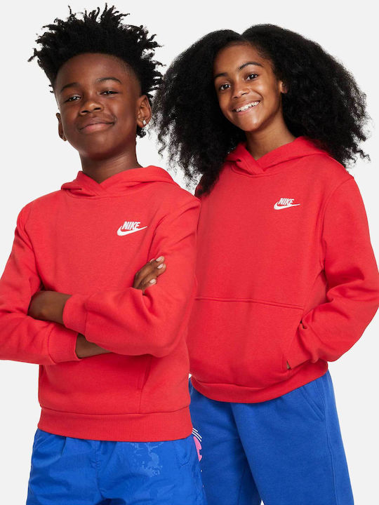Fleece Kids Sweatshirt with Hood and Pockets Red K NSW CLUB