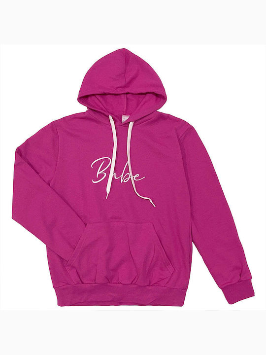 Ustyle Women's Hooded Fleece Sweatshirt Fuchsia