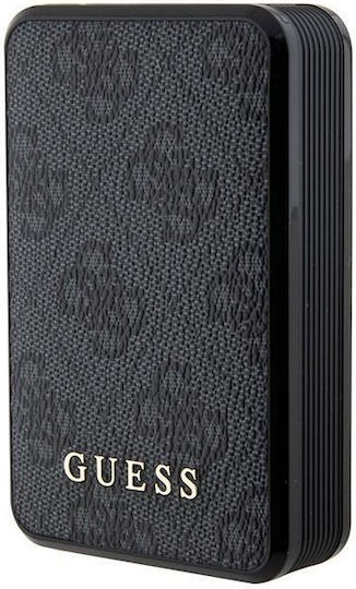 Guess Metal Logo MagSafe Power Bank 10000mAh 18W mit USB-A Ausgangsanschlüsse und USB-C Ausgangsanschlüsse Schnellladung Schwarz