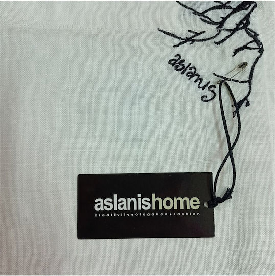 Aslanis Home Πετσέτα Φαγητού Zen με Κέντημα Λευκό 45x45εκ.