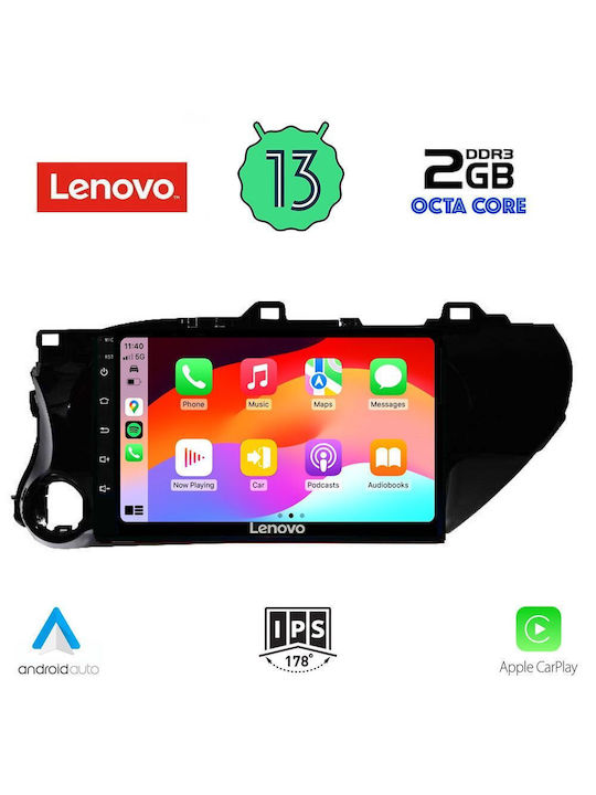 Lenovo Sistem Audio Auto pentru Toyota Hilux 2017> (Bluetooth/USB/WiFi/GPS/Apple-Carplay/Android-Auto) cu Ecran Tactil 10"