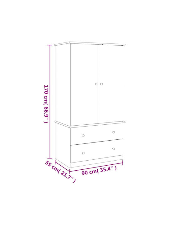 Double Door Wardrobe 90x55x170cm