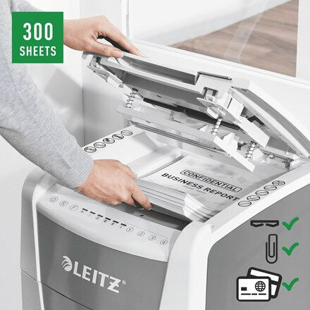 Leitz Aktevernichter Mikroschnitt 300 Blätter mit Behälter 60Es