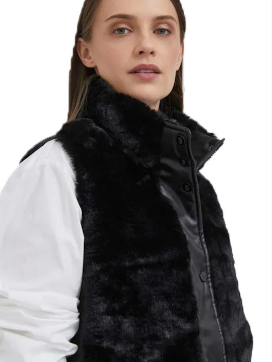 DKNY Kurz Damen Ärmellos Puffer Jacke für Winter Schwarz