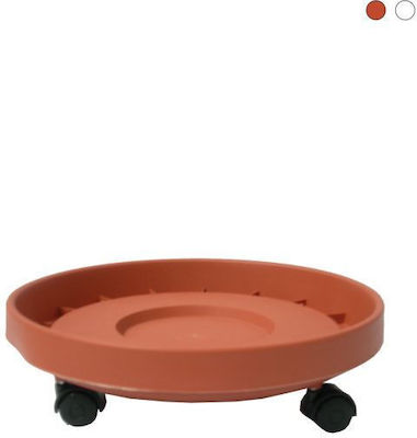 Plastona 115 Round Plate Pot Wheeled Orange 35x35cm