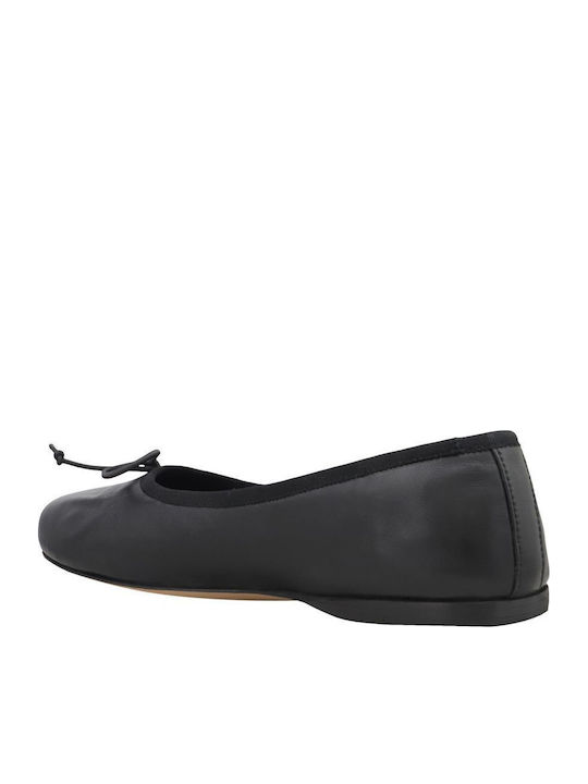 Leder Damen Ballerinas Schwarze