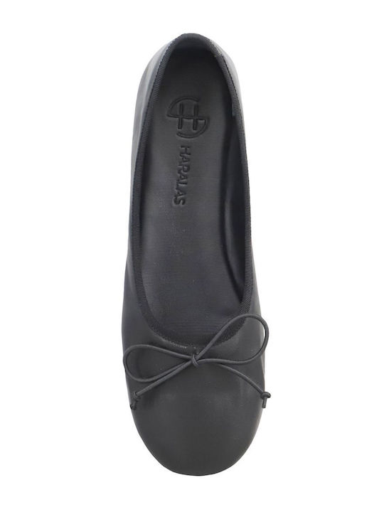 Leder Damen Ballerinas Schwarze