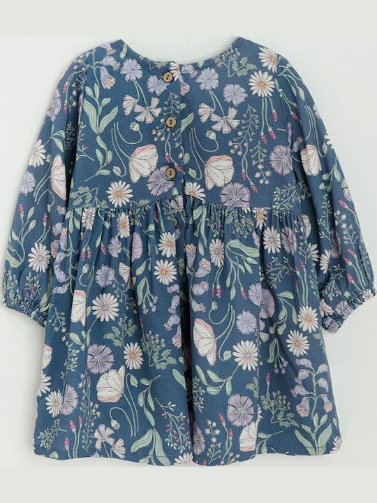 Children's Dress Long Sleeve Set with Coat Blue