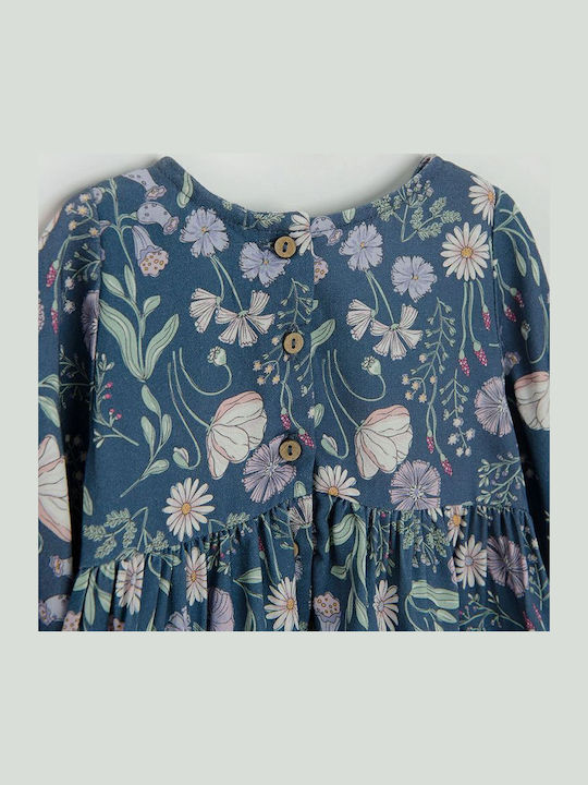 Children's Dress Long Sleeve Set with Coat Blue