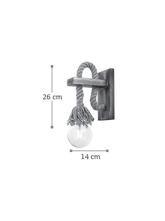 Inlight Industrielle Wandleuchte mit Lampenbirnensockel E27 Braune 26x14cm