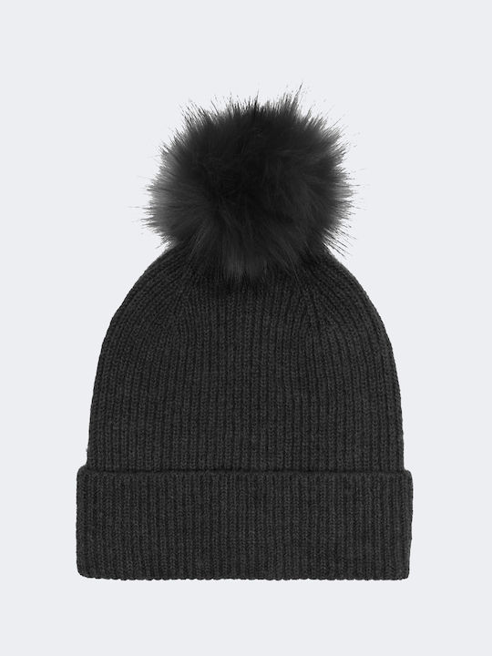 Only Pom Pom Beanie Beanie with Rib Knit in Black color