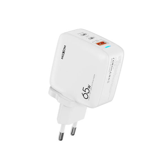 Moxom Moxom GaN Wireless Charger with USB-A Port and 2 USB-C Output Ports 65W Quick Charge 2.0 White