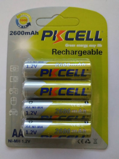 Pkcell Επαναφορτιζόμενες Μπαταρίες AA Ni-MH 2600mAh 1.2V 4τμχ