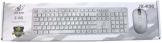 Jiexin Jiexin JX-K90 Ασύρματο Σετ Πληκτρολόγιο & Ποντίκι Αγγλικό US Λευκό