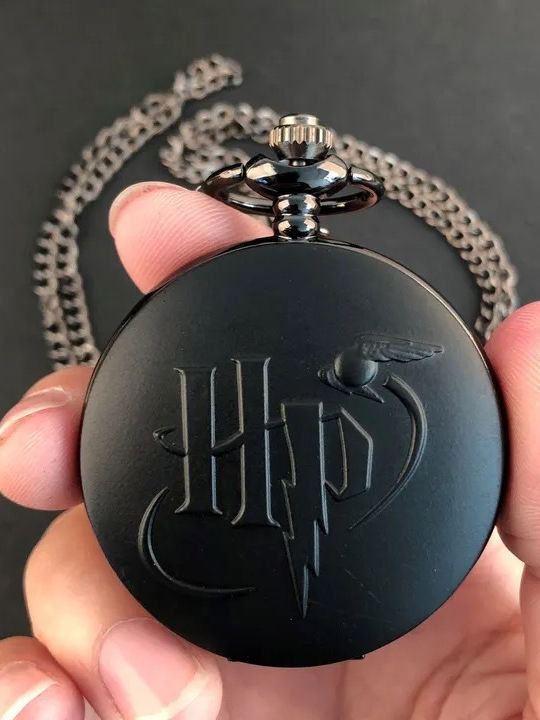 Ρολόι Τσέπης Harry Potter Μαύρο Αλυσίδα Αρχικά Ηρ Pocket Watch Harry Potter Initials Hp Black Shade Chain Molfs