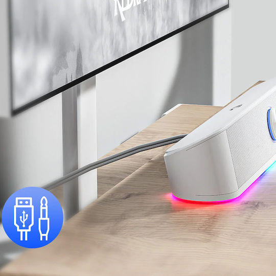 Redragon GS560 Adiemus Ηχείο Υπολογιστή με RGB Φωτισμό και Ισχύ 3W Λευκό