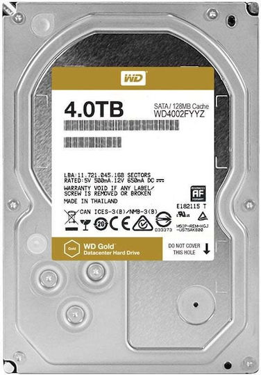 Western Digital Gold 4TB HDD Hard Disk 3.5" SATA III 7200rpm cu 128MB Cache pentru NAS / Server WD4002FYYZ