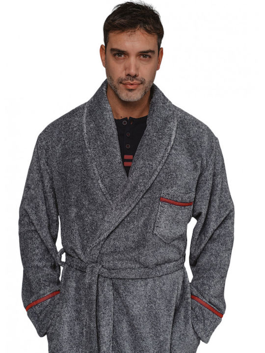 Αφοί Γιαννακόπουλοι Men's Winter Fleece Pajama Robe Blue