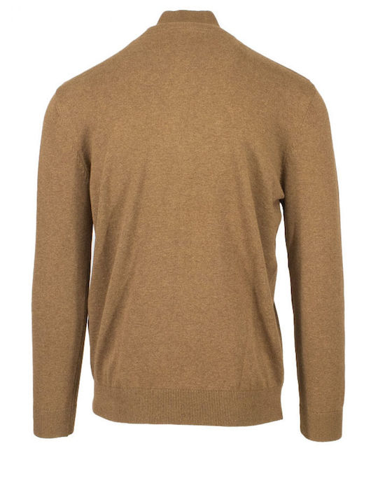 Pre End Herren Langarm-Pullover Ausschnitt mit Reißverschluss Braun