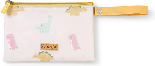 Saro Dinos Kids' Snack Bag 1L Beige Dinosaurs 14.5x21.5cm