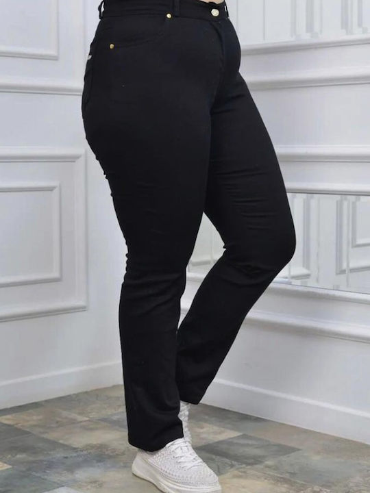 Pantaloni Dama Tesatura Negru High Rise