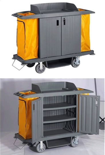 Dianomiki Hotel Plastic Housekeeping Cart with Dimensions W150xD54xH128cm. 1pcs