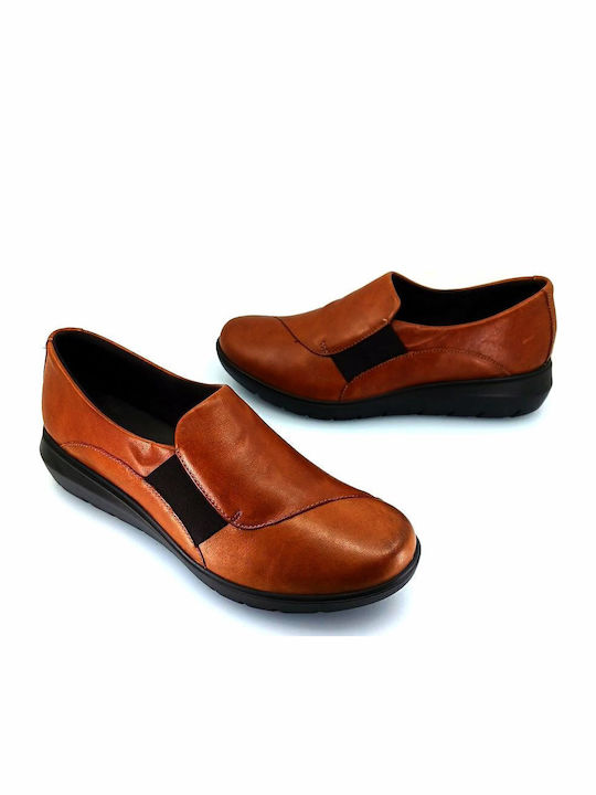 Ανατομικά Γυναικεία Slip-On Δερμάτινα Καφέ